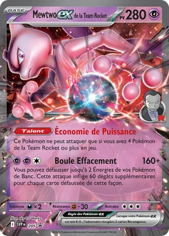 Mewtwo-ex de la Team Rocket 205/225 SVP Black Star Promos
