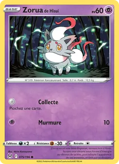 Zorua de Hisui 075/196 Origine Perdue